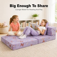 Canapé-lit pliable en mousse et peluche pour enfants, imprimé papillon, écologique, pour chambre d'enfant, salon, salle de jeux, crèche