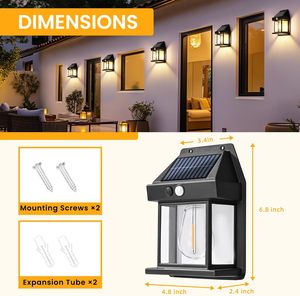 Güneş duvar ışıkları açık, şafak alacakaranlıkta 3 aydınlatma modları ile açık paneli ile hareket sensörü su geçirmez dış aydınlatma - Product Image 2