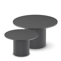 Table basse ronde élégante style unique 2026 avec pieds cannelés, ensemble de 2 tables centrales pour salon, mobilier de maison