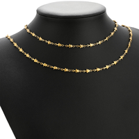 Chaînes en acier inoxydable plaqué or 18 carats, anti-ternissement, motif étoile gonflée, pour la fabrication de bijoux DIY (colliers, bracelets)