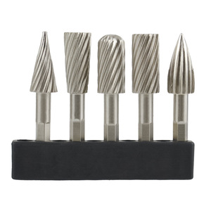 Five Piece Rotary File Set Hex Shank 1/4 In Hss High Speed Steel For Metal Drilling - Product Image 1