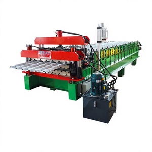 Machine de formage de tôles de <span class=keywords><strong>toiture</strong></span> et de mur à double couche avec engrenages et moteur, haute productivité <span class=keywords><strong>pour</strong></span> les <span class=keywords><strong>tuiles</strong></span> vernissées et IBR - Product Image 1