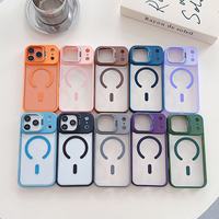 Étui de téléphone magnétique avec support métallique rabattable pour objectif, compatible iPhone 18 17 16 15 Pro Max, coque transparente mate anti-traces de doigts avec recharge sans fil