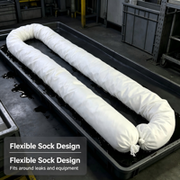 Chaussettes absorbantes d'huile personnalisées à haute capacité, livraison rapide, en stock, absorption chimique pour ateliers et fuites d'huile de navires