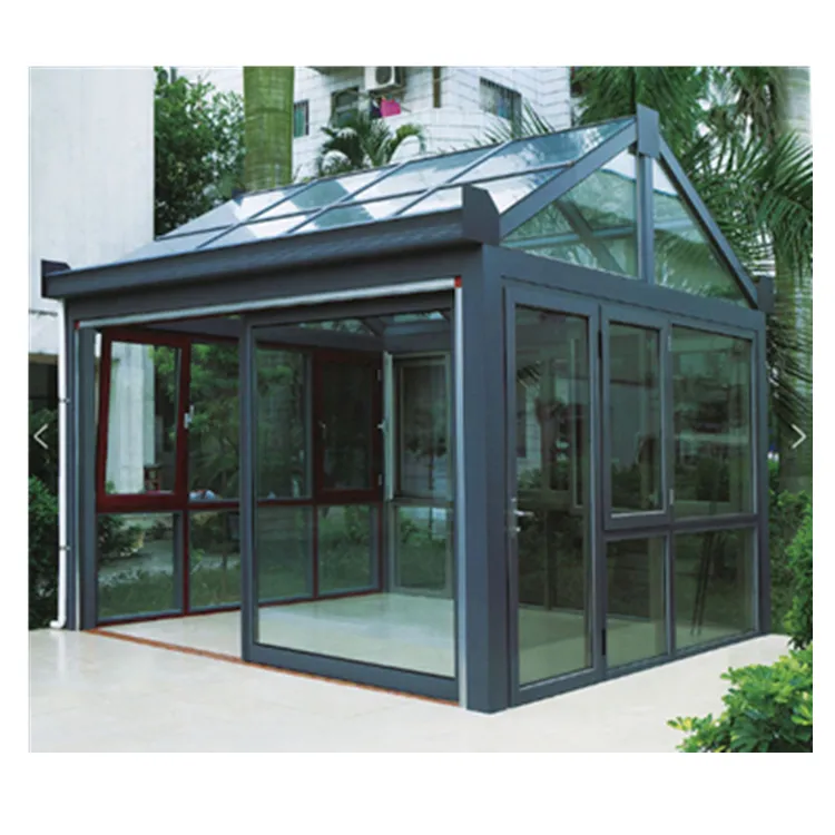 DIAOSI 95Mm Berkualitas Prefabrikasi Sunroom Kit Klasik Hitam Aluminium Kaca Rumah Gaya Victoria Konservasi dari Cina Pemasok