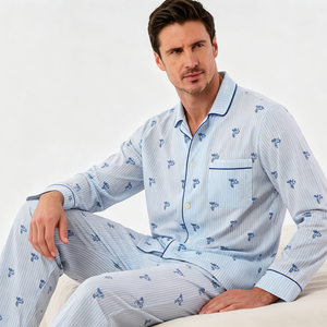 Pyjamas imprimés en bambou pour hommes, ensemble de vêtements de nuit confortables en modal, fabrication sur mesure de vêtements de nuit et de loungewear pour hommes - Product Image 1
