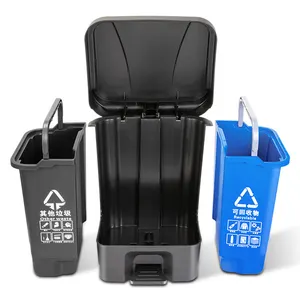 Ready-to-ship Outdoor Plastic Garbage Bin Abs Pedal Square Trash Can With Foot Pedal