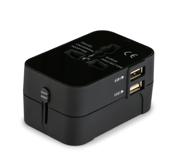 Universal Travel Adapter Electric QC3.0 Fast Charger 30W 2 USB Ports for Mobile Phones Individual Box Pack