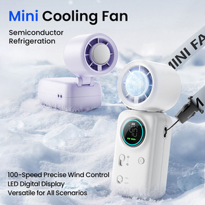 4000mAh Rechargeable Handheld Ice Cooling High-speed <b>Mini</b> <b>Fan</b> Portable Foldable Turbo <b>Fan</b> with Semiconductor Cooling - Product Image 1