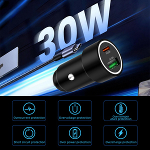 Cargador de Coche IBD Wholesale Mini PD30W con Doble <span class=keywords><strong>USB</strong></span> Tipo <span class=keywords><strong>C</strong></span> QC <span class=keywords><strong>18W</strong></span> PD3.0 30W PPS de Aleación de Aluminio Metálico, Carga Rápida para Teléfono Móvil - Product Image 3