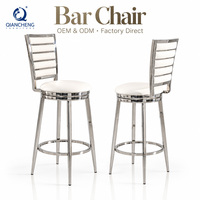 Tabouret de bar moderne de luxe en acier inoxydable rembourré, chaise haute pour restaurant, hôtel, vente en gros, usine