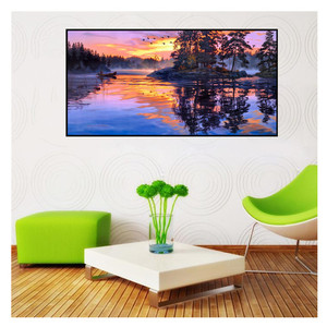 Popolare Kit Fai-da-Te per Pittura Diamantata 5D con Stampa di Barca sul Lago al Tramonto, Stile Americano 60x30cm - Product Image 1