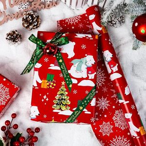 Christmas Wrapping Paper Holiday Wrapping Paper Red Double-Sided Cartoon <b>cute</b> <b>bear</b> pattern Wrapping Paper For Kids - Product Image 2