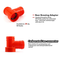 Kit de bouchons de carbonatation en plastique (bouchon de carbonatation en plastique, raccord en T et tube en silicone de 80 cm) pour distributeur de bière, soda et eau gazeuse