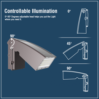 Applique murale LED résidentielle 40W-120W 0-90 °   Applique murale LED extérieure réglable IP65 pour la sécurité des parkings et des bâtiments