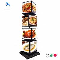 Panneau publicitaire dynamique rectangulaire rotatif à 4 faces et 4 couches, boîte lumineuse intérieure en acrylique LED pour les magasins de fruits et les restaurants