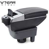 Vtear Accoudoir avant de voiture en ABS et cuir PU avec chargeur USB, porte-gobelet et boîte de rangement centrale, accessoires intérieurs pour Geely CK 2005-2016