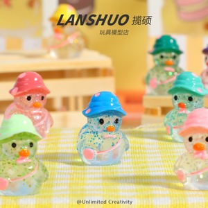 Figura de Pato Lanshuo de Resina con Sombrero Brillante, Decoración para el Hogar, Adorno Artístico, Accesorio de Joyería - Product Image 1