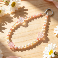 Chaîne de perles mélangées pastel avec lanière décorative pour bouteille d'eau, sac, porte-clés, sac à main, téléphone, accessoires d'ornement
