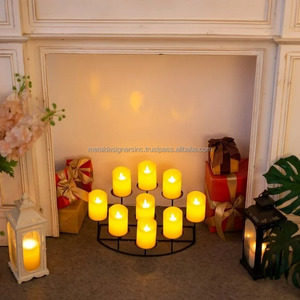 Black & Gold 9 bougeoirs candélabres Ins Style fer pilier support pour décor de cheminée et centre de table avec pot de bougie en or - Product Image 4