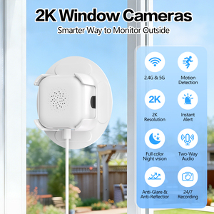 กล้องวงจรปิดติดหน้าต่างในอาคาร 2K แบบมีสาย รองรับ WiFi 2.4G&<span class=keywords><strong>5G</strong></span> ภาพสีคมชัดในเวลากลางคืน พร้อมระบบแจ้งเตือนการเคลื่อนไหว และเสียงสองทาง - Product Image 1