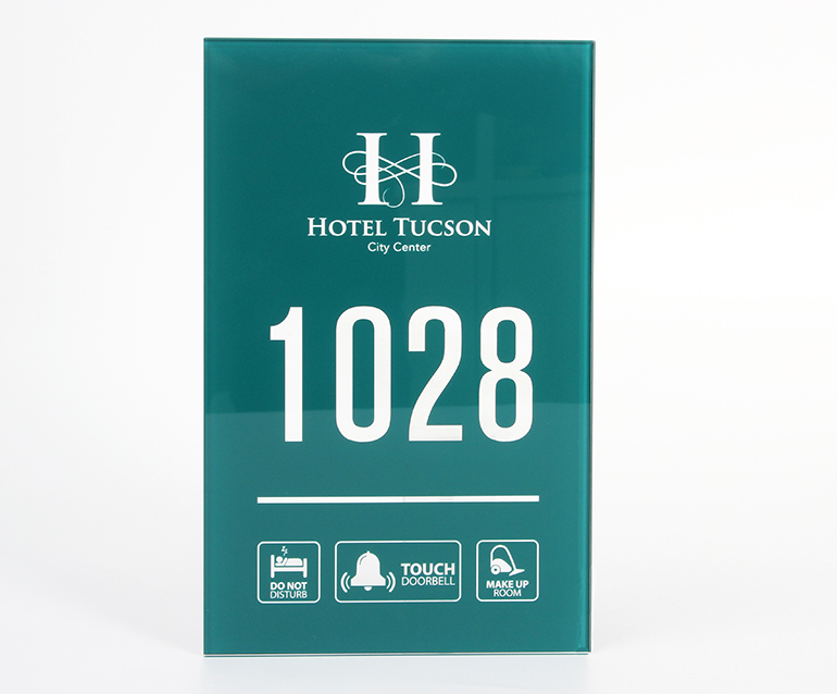 Новинка 2019, панель дверной панели из закаленного стекла зеленого цвета для отеля DND