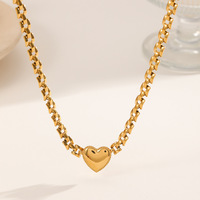 Ensemble collier et bracelet en forme de cœur doré pour femmes, bijoux en acier inoxydable, luxe léger