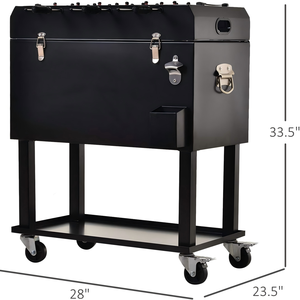 Carrito Enfriador de Bebidas Metálico Enrollable de 49L/65L, Práctico para Fútbol de Mesa, Mantiene las Bebidas Frías, con Ruedas para Barbacoa - Product Image 1