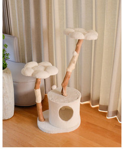 Arbre à chat intégré en bois massif naturel, design floral adorable, jouet d'intérieur <span class=keywords><strong>pour</strong></span> chat, mobilier <span class=keywords><strong>pour</strong></span> animaux de compagnie, vente en gros OEM, directement de l'usine - Product Image 5