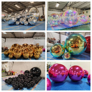 Pallone Gonfiabile Gigante Riflettente in PVC Argento Lucido a Specchio per Feste Disco, Tenda Pubblicitaria Natalizia - Product Image 2