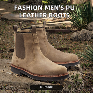 Wholesale Men's Height Increasing Chelsea Boots New Style Slip-On Ankle Dress Shoes PU Leather Resistant Breathable Fashion - Product Image 2