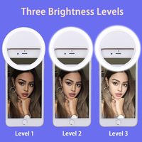 Anneau lumineux pour selfie à prix d'usine, 3 modes de luminosité réglables, rechargeable, en ABS, avec clip, haute qualité pour la vente en dropshipping transfrontalier