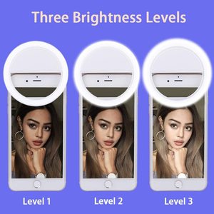 Anneau lumineux pour <span class=keywords><strong>selfie</strong></span> à <span class=keywords><strong>prix</strong></span> d'usine, 3 modes de luminosité réglables, rechargeable, en ABS, avec clip, haute qualité pour la vente en dropshipping transfrontalier - Product Image 3