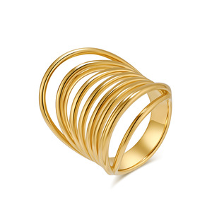 European American Minimalist Bold Geometric Titanium Steel 18K Gold Plated <b>Ring</b> Women Fashion Jewelry Party - Product Image 5
