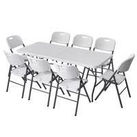 Table pliante d'extérieur moderne en aluminium, tailles 4ft/6ft/8ft, légère, résistante aux intempéries, style ferme, pieds métalliques portables