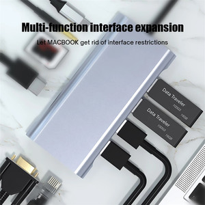 HUB <span class=keywords><strong>USB</strong></span> <span class=keywords><strong>C</strong></span> 11 Trong 1 Bộ Chuyển Đổi <span class=keywords><strong>Type</strong></span> <span class=keywords><strong>C</strong></span> Sang 4K VGA RJ45 Lan Ethernet SD/TF Micro Card Hub Trạm Dock <span class=keywords><strong>C</strong></span>ổng AUX 11 3.5MM Máy Vi Tính - Product Image 2