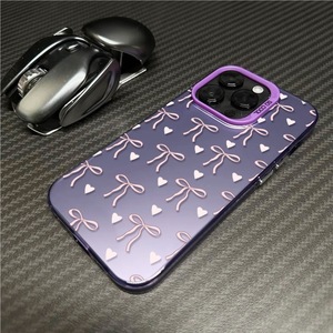 Custodia per cellulare INS Pink Love Bow colorata argento per <span class=keywords><strong>iPhone</strong></span> 16 Plus 15 17 Pro Max, cover posteriore trasparente IMD, Funda Coque - Product Image 4