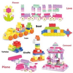 Set Blok Partikel Besar untuk Anak Laki-laki dan Perempuan, Kereta Api, Kastil, Perakitan DIY, Edukasi, Pembelajaran Dini 0-24 Bulan - Product Image 1