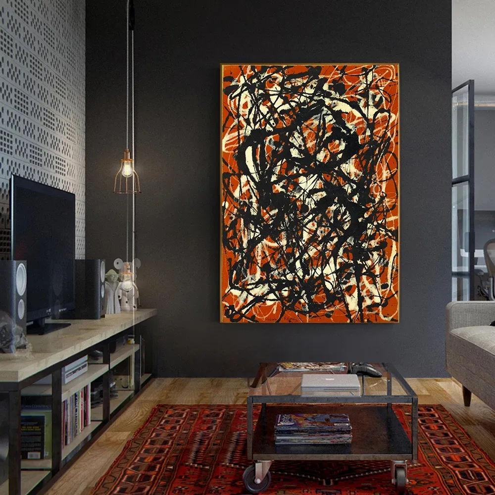Citon tuval yağlıboya Jackson Pollock serbest Form sanat posteri resim Modern duvar sanat dekoru ev oturma odası dekorasyon