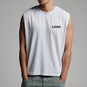 OEMカスタム 180gsm マッスル オーバーサイズ ノースリーブ クロップド コットン タンクトップ メンズ - Product Image 1