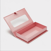Logotipo personalizado al por mayor Rosa rígido magnético regalo caja de papel pestañas reciclables caja de embalaje con ventana de PVC