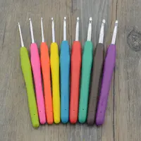 1PC 0.5-2.8mm Rubber Handle Crochet Hooks Metal Knitting Needles