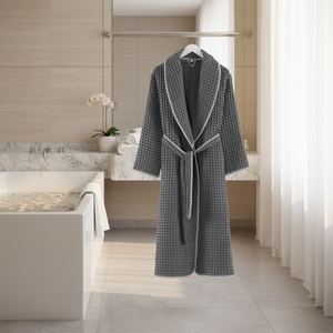 Albornoz con cuello chal de gofre de algodón 100% para hombres y mujeres, bata de Spa absorbente de algodón turco de lujo, ropa de descanso de Hotel Unisex suave - Product Image 3
