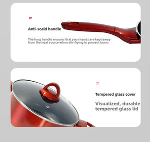 Juego de 10 Piezas de Utensilios de Cocina Antiadherentes, Juego de <span class=keywords><strong>Ollas</strong></span> Rojas para el Hogar, Juego de Olla para Leche, Olla para Sopa, Sartén con Tapa de Vidrio - Product Image 3