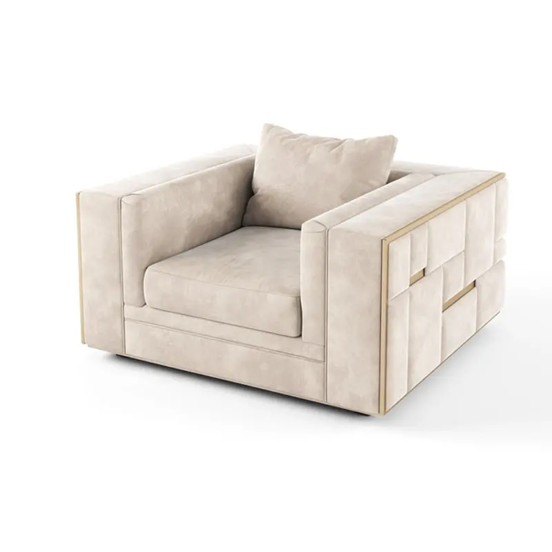 Conjunto de sofá de luxo estilo contemporâneo, estofado, único assento, sala de estar, cadeira de braço