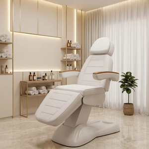 Table de massage électrique de luxe à 3 moteurs pour soins du visage, fauteuil de beauté, salon esthétique, spa, avec accoudoirs - Product Image 1