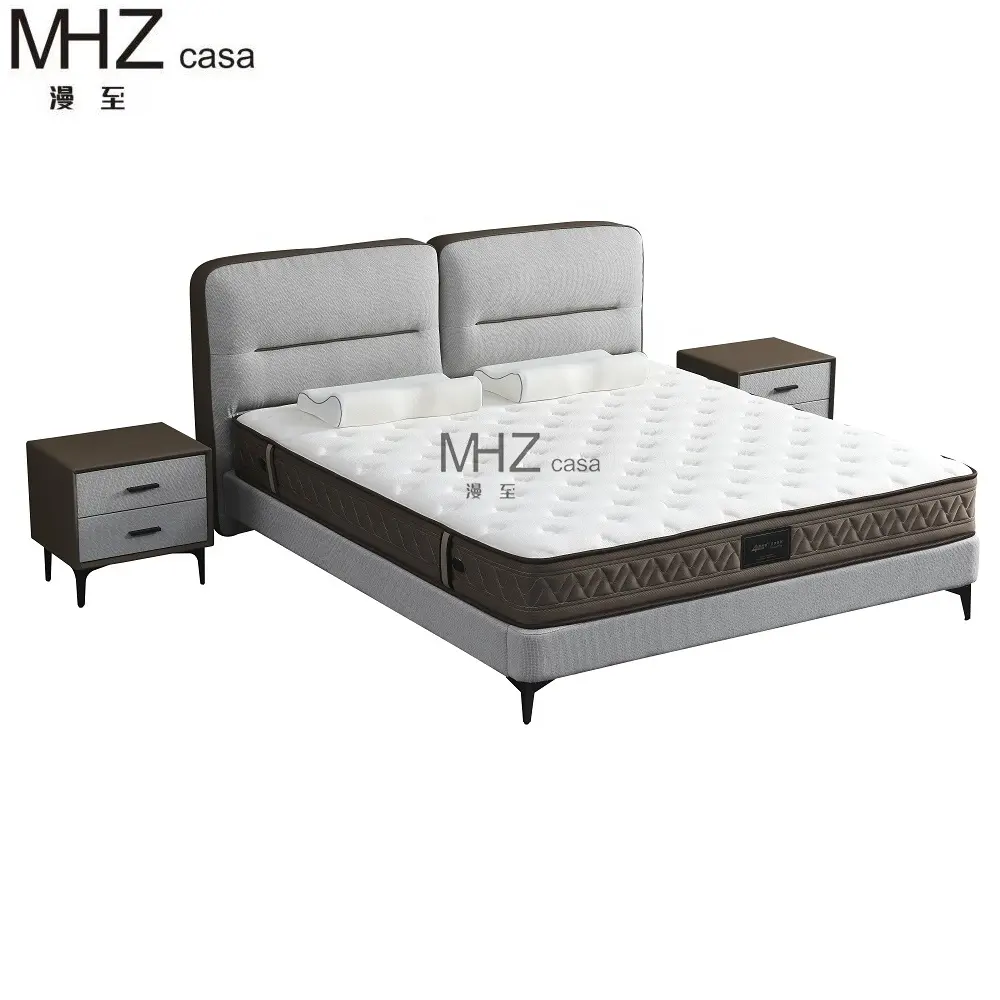 Mhz Casa châu âu phong cách hiện đại giường mềm mại với vải nhung sáng bóng đôi Kích thước khung gỗ để sử dụng nhà
