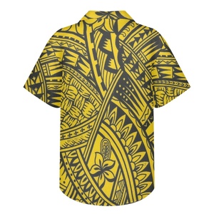 Vente en gros Chemise à col boutonné à manches courtes pour hommes Tatouage tribal polynésien <span class=keywords><strong>floral</strong></span> Design décontracté Plage tropicale pour hommes - Product Image 2