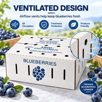Boîte d'emballage respirante en carton ondulé de qualité alimentaire pour myrtilles, avec trous de ventilation pour l'expédition de fruits frais, certifiée