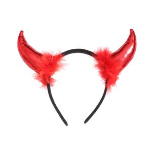 2025 Serre-tête Cornes de <span class=keywords><strong>Diable</strong></span> en Plumes Couleur Unie Brillante pour Costume d'Halloween, Livraison Directe - Product Image 2